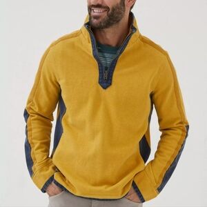 FAT FACE EUC 3XL Airlie Pullover 1/4 zip, kangaroo pocket, yellow and bl…